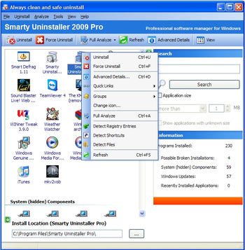 Smarty Uninstaller 2009 Pro screenshot 2