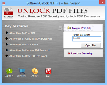 Softaken Unlock PDF File screenshot