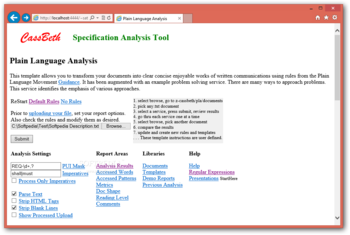 Specification Analysis Tool screenshot