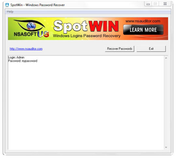 SpotWin Windows Password Recovery screenshot