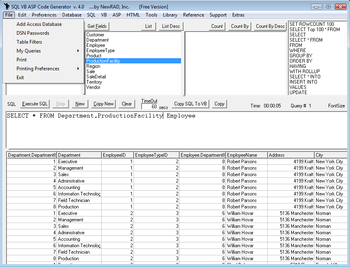 SQL VB ASP Code Generator screenshot 2