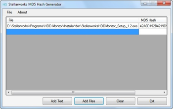 Stellarworks MD5 Hash Generator screenshot