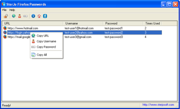 SterJo Firefox Passwords screenshot