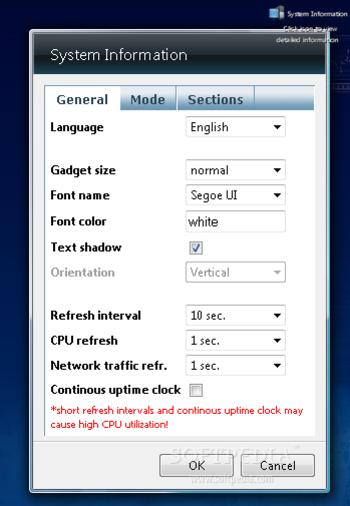 SysInfo Vista Gadget screenshot 2