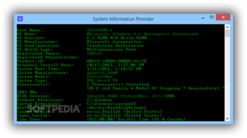 System information provider screenshot
