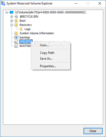 System Reserved Volume Explorer screenshot 2