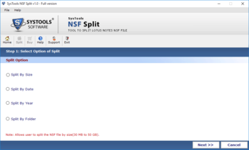 SysTools NSF Split screenshot