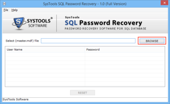 SysTools SQL Password Recovery screenshot