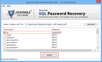 SysTools SQL Password Recovery screenshot 3