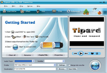 Tipard DVD to PSP Converter screenshot