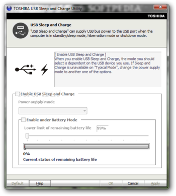Toshiba USB Sleep and Charge Utility screenshot