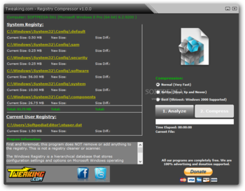 Tweaking.com - Registry Compressor screenshot