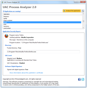 UAC Process Analyzer screenshot