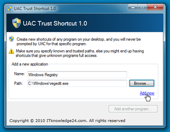 UAC Trust Shortcut  screenshot