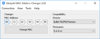 Ubiquiti MAC Address Changer screenshot