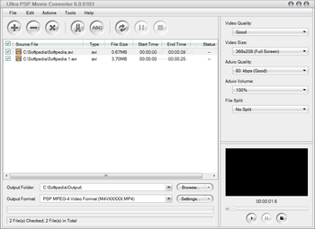 Ultra PSP Movie Converter screenshot