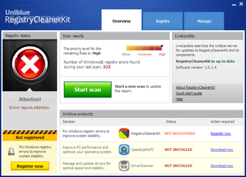 Uniblue RegistryCleanerKit screenshot