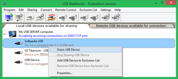 USB Redirector screenshot 2