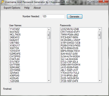 Username and Password Generator screenshot