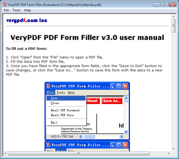 VeryPDF Form Filler screenshot