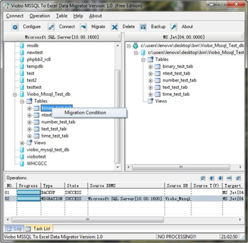Viobo MSSQL to Excel Data Migrator Free screenshot