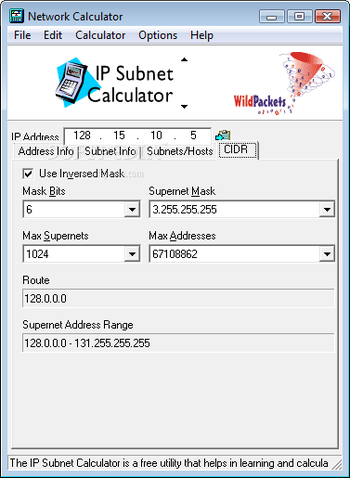 WildPackets Network Calculator screenshot 4