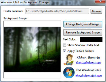 Windows 7 Folder Background Changer screenshot