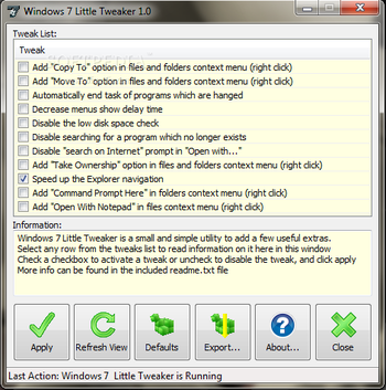 Windows 7 Little Tweaker screenshot