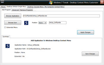 Windows 7 Tweaks - Desktop Context Menu Customizer screenshot