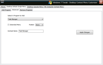 Windows 7 Tweaks - Desktop Context Menu Customizer screenshot 2