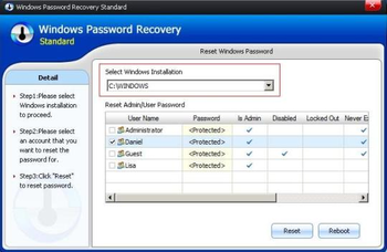Windows Password Recovery Standard screenshot 2