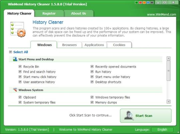 WinMend History Cleaner screenshot