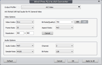 WinX Free FLV to AVI Converter screenshot 3