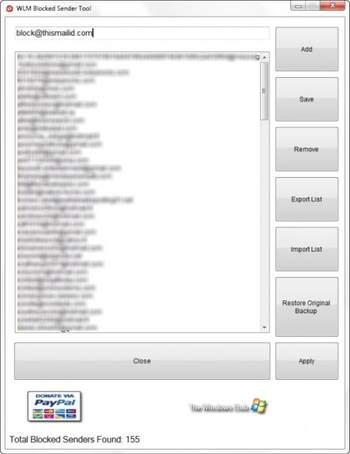 WLM Blocked Sender Tool screenshot 2