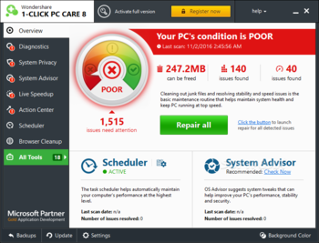 Wondershare 1-Click PC Care screenshot