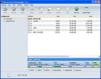 Wondershare Disk Manager Free screenshot