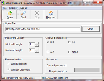 Word Password Recovery Genie screenshot