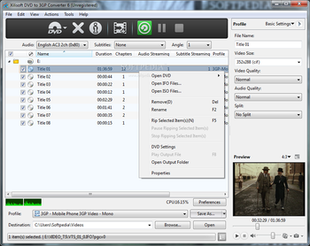 Xilisoft DVD to 3GP Converter screenshot