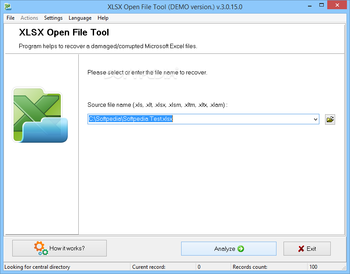 XLSX Open File Tool screenshot