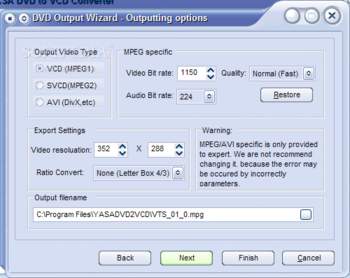 YASA DVD to VCD Converter screenshot 2