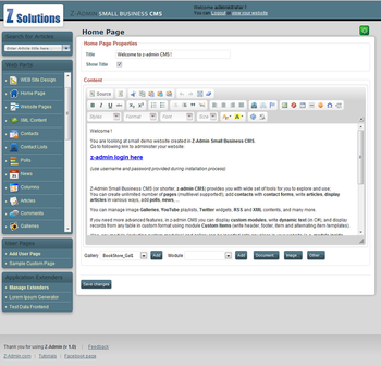 Z-Admin CMS for ASP.NET screenshot