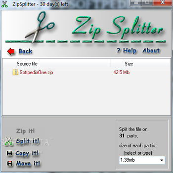 ZipSplitter screenshot 2