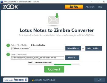 ZOOK Lotus Notes to Zimbra Converter screenshot