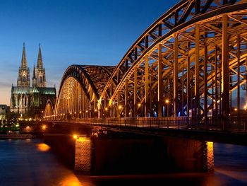 Cathedral And Hohenzollern Bridge At Night, Cologne, Germany screenshot