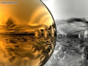 Digital Art Gold Ball Reflections screenshot