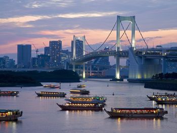 Evening View Of Rainbow Bridge And Houseboats, Tokyo, Japan screenshot