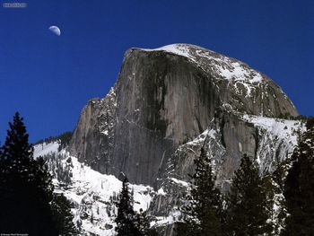 Moonrise Over Half Dome Yosemite California screenshot