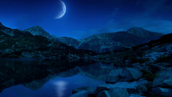 Night Half Moon Mountains Lake Bulgaria screenshot