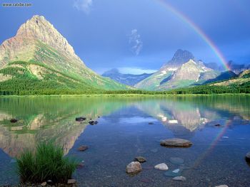 Rainbow Reflections Swiftcurrent Lake Glacier National Park Montana screenshot