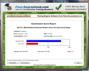 000-372 - IBM WebSphere Business Modeler Advan V6.2, Bus Anal & Design screenshot 3